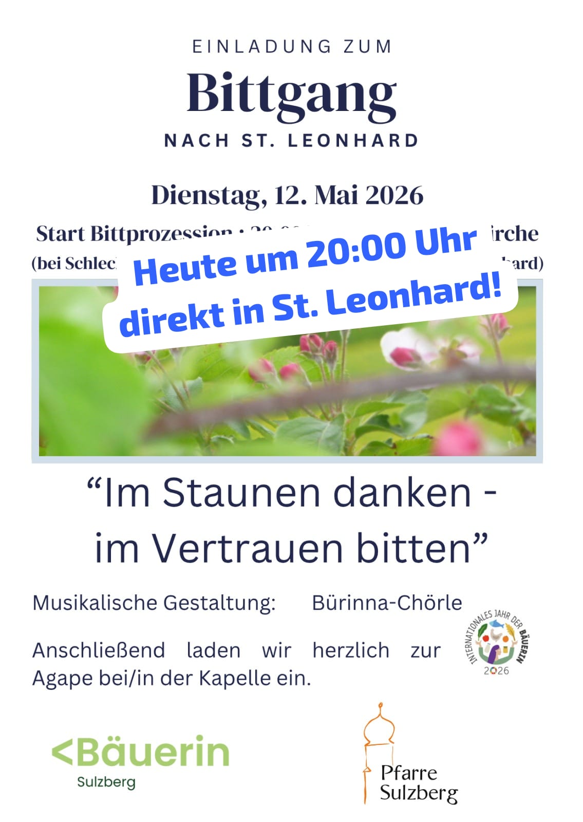 Du betrachtest gerade Bittgang abgesagt – 20.00 Uhr Messfeier St. Leonhardskapelle