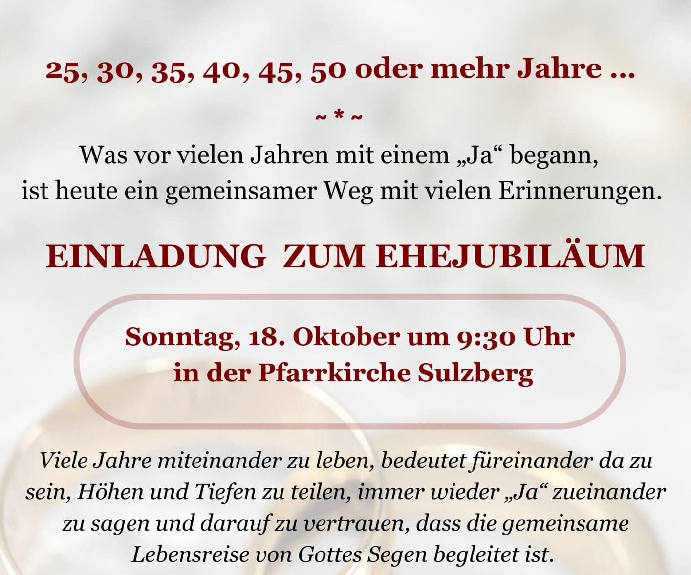 Du betrachtest gerade Einladung zum Ehejubiläum