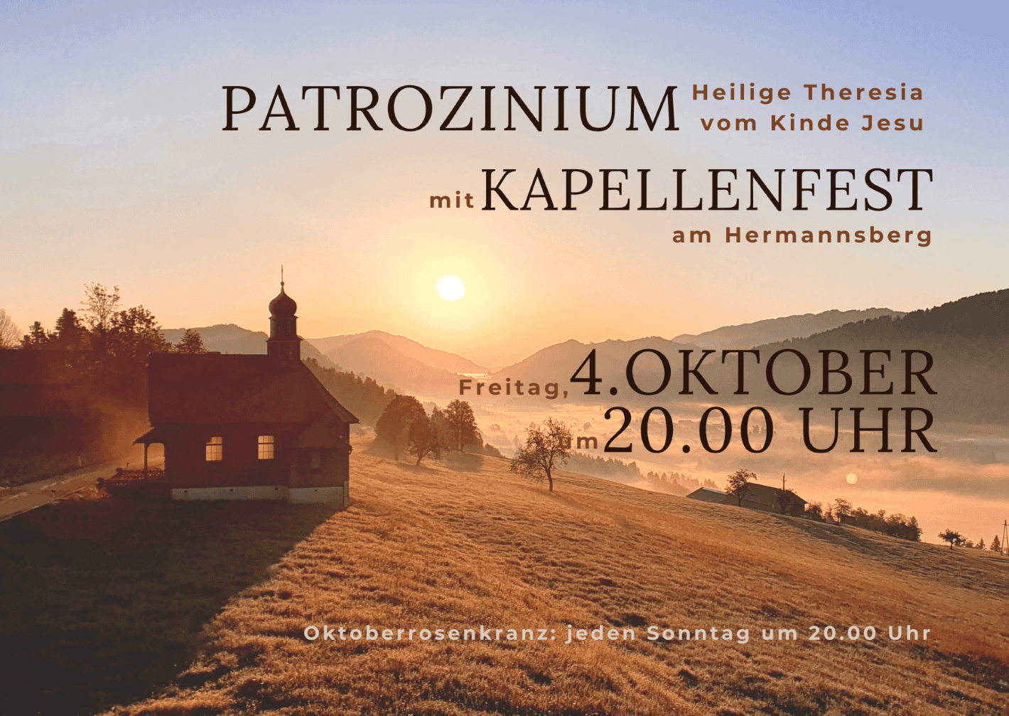 You are currently viewing Einladung zum Patrozinium mit Kapellenfest am Hermannsberg